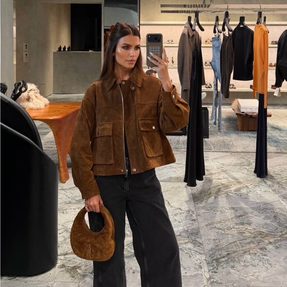 ZARA 100% LEATHER BOMBER JACKET - Picture 10 of 14